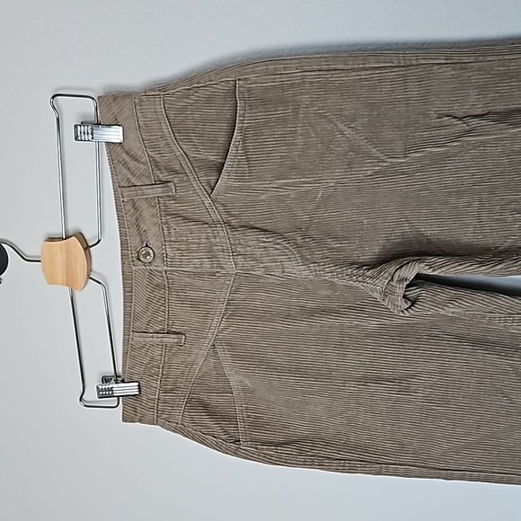 Forever 21 Corduroy Straight Leg Pants Tan M Raw Hem Mid Rise Bohemian - Picture 2 of 10